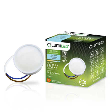 10x LED-Einsatzmodul INSERT Milchig 7W = 60W 120° 670lm 6500K Kalt Dimmbar LUMILED