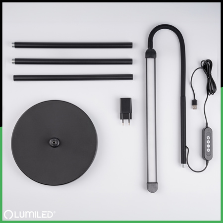 LED 14W CCT Dimmbare Stehlampe mit Höhenverstellung LONGA 2 Schwarz LUMILED