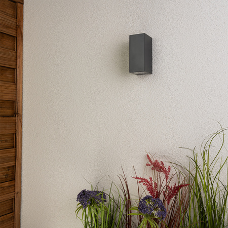 Wandleuchte Außen 2x GU10, Garten-Wandleuchte Schwarz Quadratisch ALLIUM LUMILED