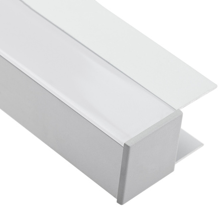Aluminium-Anodierter Möbelprofil für LED-Streifen KM48 mit Milchglasabdeckung und Endkappen, 1m Silber LUMILED