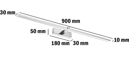 LED-Spiegelleuchte 18W, Badezimmer-Wandleuchte 1100lm Chrom neutral 90cm VENUS LUMILED