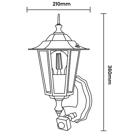 Wandleuchte Außen E27, Hängende Gartenlaterne mit Bewegungsmelder BELLIS LUMILED