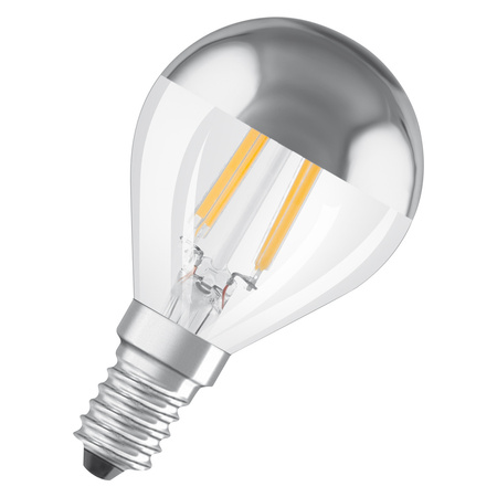 LED-Lampe P45 Ball E14 4W = 31W 350lm 2700K Warm 300° Silber Retrofit Glühfaden CLASSIC Osram