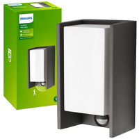 Gartenleuchte LED Wandleuchte BRIDGE myGarden E27 IP44 mit Bewegungsmelder Rechteckig Anthrazit PHILIPS