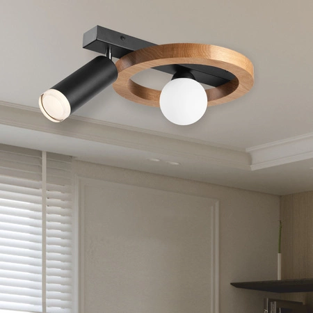 Deckenleuchte OTIS G9 + E27 Schwarz Holz LM - 2.214 / A Lamkur