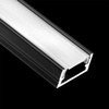 Aluminiumprofil MINI für LED-Streifen mit Milchglasabdeckung, 2m Schwarz LUMILED