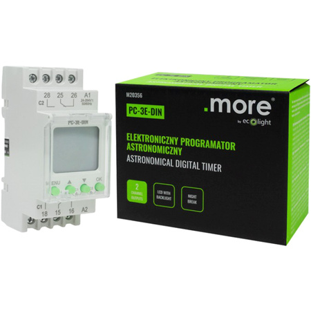 Programator Czasowy Włącznik Wyłącznik LCD Cyfrowy Harmonogram 7 Dni PC-3E-DIN Ecolight