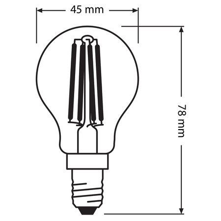 LED Leuchtmittel E14 P45 CL 4W = 40W 470lm 2700K Warm 300° OSRAM STAR Filament