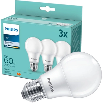 3x LED Lampen E27 A60 8W = 60W 806lm 4000K Neutral PHILIPS