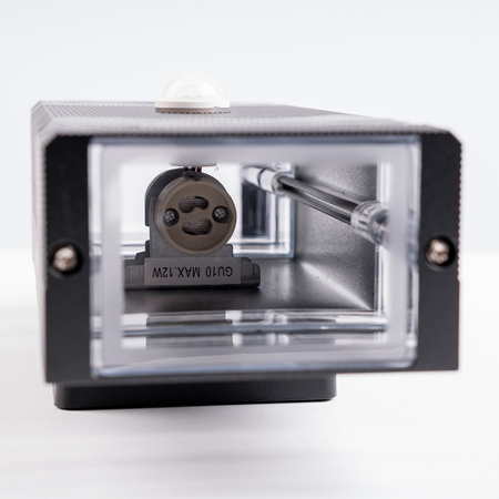 Garten Wandleuchte oben unten 2xGU10 Schwarz Bewegungs- und Dämmerungssensor IP54 PROTEA LUMILED