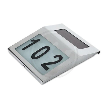 LED Solar Gartenlampe Beleuchtete Hausnummer Wandleuchte 6000K IP65 Sensor Silber