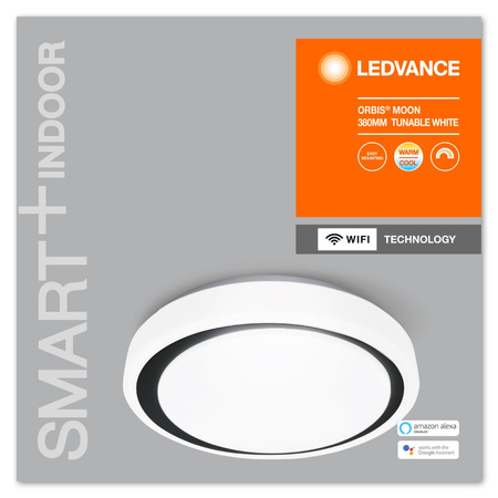 Plafon LED Deckenleuchte schwarz ORBIS Moon 24W 2500lm warm-kalt 38cm SMART+ WiFi LEDVANCE