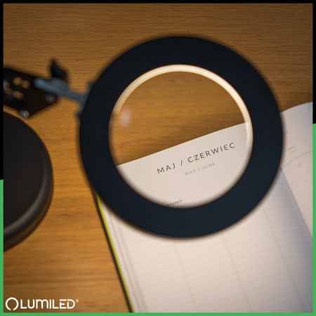 Schreibtischlampe LED 8W CCT Zeichnung Tischlampe 3x Vergrößerungsglas LUCA 2 Schwarz LUMILED