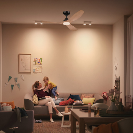 Deckenventilator 32W LED-Deckenleuchte 24W 2650lm 3000/4300/6500K CCT Schwarz Braun + Pilot Olas Philips