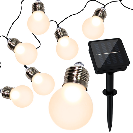 SOLAR GIRLANDE Garten DEKORATIVE Lichterkette 3,8m 10 MILKY Kugeln 3000K