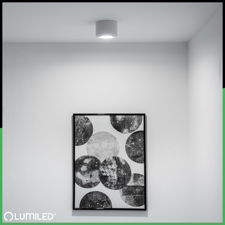 Halogen-Aufbauleuchte, Aufbauspot 50mm Runde Tube Weiß AMAT-S+LED-Einsatz 7W 4000K LUMILED