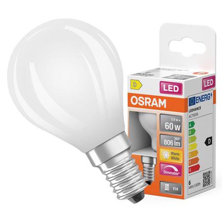 LED-Lampe E14 P45 6,5W = 60W 806lm 2700K Warm 320° Glühfaden Dimmbar OSRAM SUPER STAR