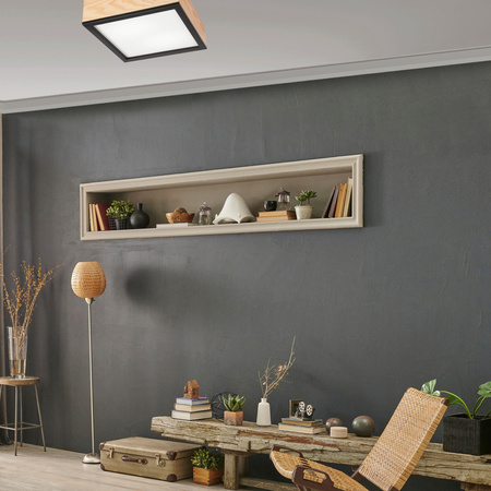 Plafond LED-Deckenleuchte SANTIAGO 2xE27 Quadratisch aus Holz LD-PD-9.4 Lamkur