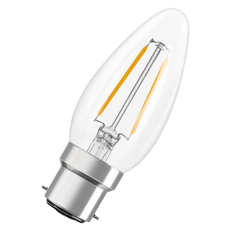LED-Lampe B35 B22d Kerze 1.8W = 25W 250lm 2700K Warm 300° Glühfaden STAR CLASSIC Osram