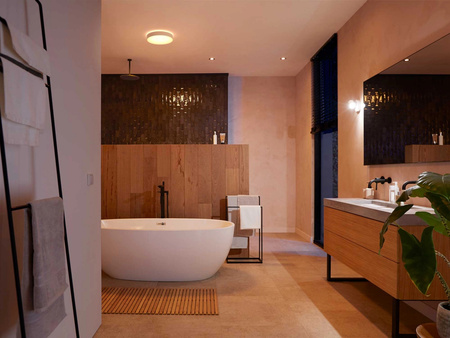 LED Plafond DEVERE Badezimmer Deckenanbauleuchte Weiß 19.2W 38cm IP44 CCT PHILIPS HUE Bluetooth + Dimmschalter