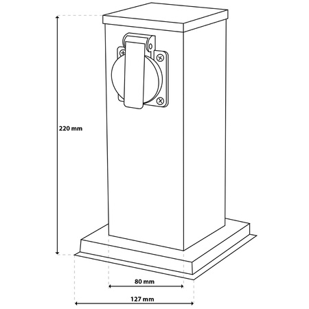 Gartenleuchte mit 2x Steckdose, Außenstehleuchte Pollerleuchte 230V 30cm Schwarz IBERI LUMILED