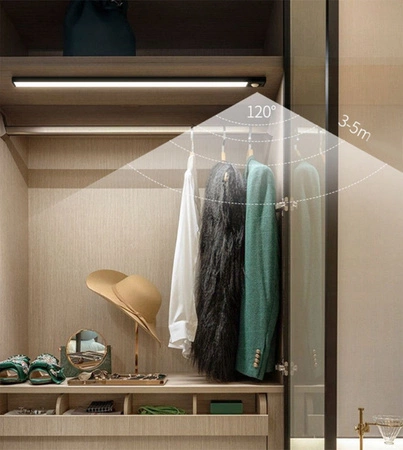 LED-Unterschrankleuchte Möbelleiste 4W 4500K 80cm mit Bewegungsmelder Schwarz