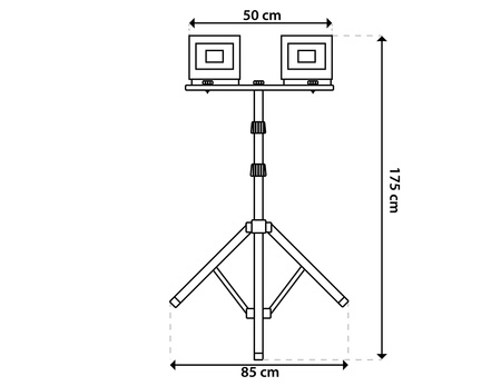 LED-Flutlicht ZUNA2 Halogenlampe 2x 30W 6500K auf Stativ + Kabel + Hermetischer Anschluss LUMILED