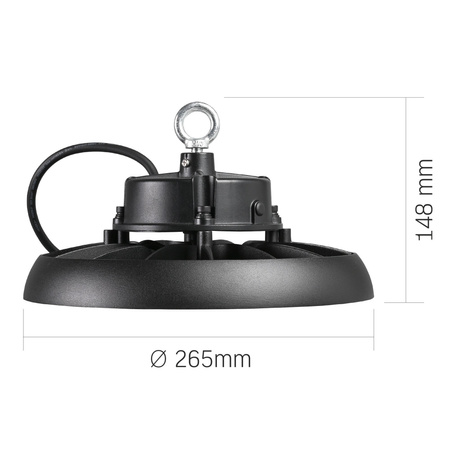 LED-Hochregalleuchte 100W 16200lm 5000K Neutral 90° IP65 IK07 mAh Pendelleuchte Schwarz VIDEX