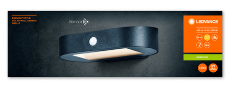Wandleuchte Fassadenwandleuchte 4W 3000K ENDURA Style Solar Oval S Wandsensor LEDVANCE