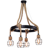 ROPE ALEGRA Decke Pendelleuchte 4x E27 Kronleuchter Loft Stahl + Cord Schwarz GOLDLUX (Polux)