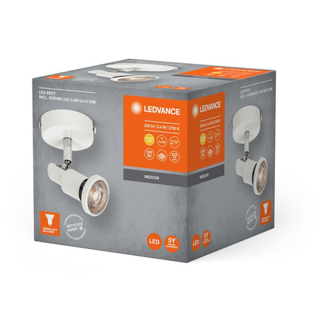 LED-Decken-Wandleuchte Wand montiert Aufputz 3.4W 230lm 3000K Warm Dimmbar Weiß LED Spot Ledvance