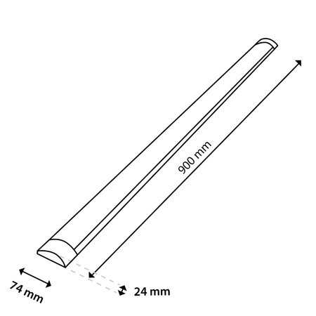 LED-Linear-Garagen-Lichtband 24W 3000K Warm 90cm