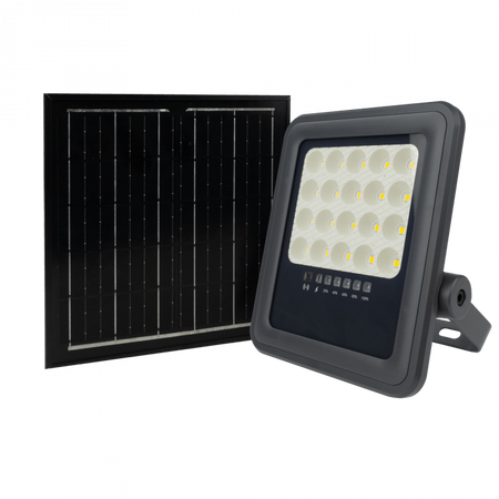 LED-Flutlicht Solar Reflektor 50W 900lm 4000lm Neutral IP65 mit Dämmerungssensor + Ecolight Fernbedienung