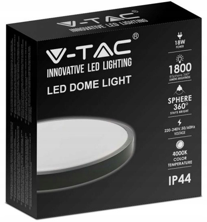 LED-Deckenleuchte für Badezimmer 18W 1800lm 4000K IP44 23cm rund Schwarz