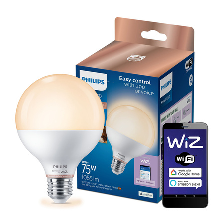 LED Lampen E27 G95 11W = 75W 1055lm 2700-6500K SMART WiFi Philips WiZ