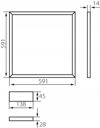 Rahmenbeleuchtung Panel LED Avar + Stromversorgung 4000K 40W Square White KANLUX
