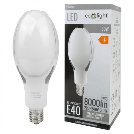 LED-Lampe E40 80W 8000lm 4000K Neutral Rocket Ecolight