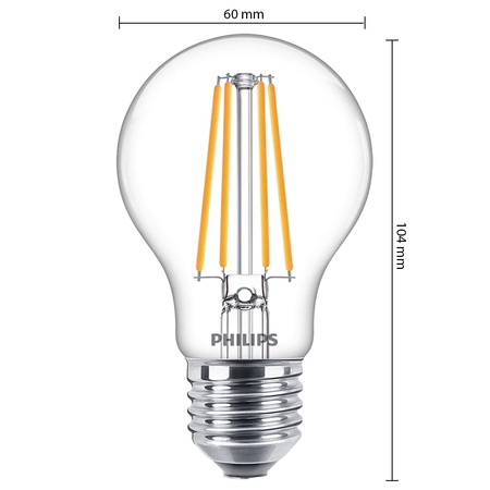 E27 A60 LED Lampen 8,5 W = 75 W, 1055 lm, 2700 K, warmes Filament PHILIPS