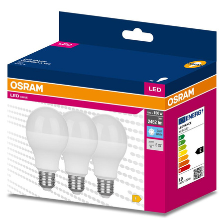 3x LED Lampe E27 A60 19W = 150W 2452lm 4000K Neutral 200° OSRAM VALUE