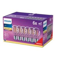 Set mit 6 LED-Lampen E27 A60 4,3 W = 40 W, 470 lm, 2700 K, warmes Filament PHILIPS