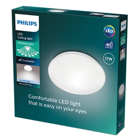 LED Plafond Aufputz MOIRE 17W 4000K 32cm Rund Weiß PHILIPS