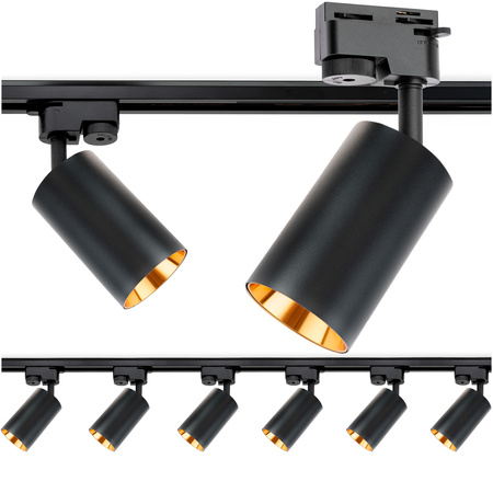2m Stromschiene + 6x Schienenstrahler GU10 Schwarz-Gold SAGI LUMILED