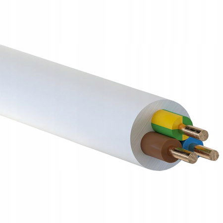 Kabel YDY 450/750V 3x1,5mm Weiß 1m ELEKTROKABEL