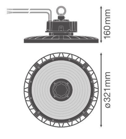LED-Industrieleuchte 150W 26250lm 6500K Cold Dimmbar Schwarz IP66 IK10 High Bay Gen 5 Ledvance