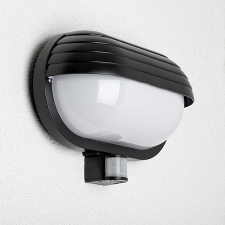 FRODA Gartenwandleuchte E27 IP44 mit PIR-Sensor Schwarz