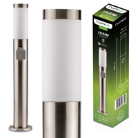 Gartenleuchte E27, Außenstehleuchte Pollerleuchte mit Steckdose 65cm 230V INOX LILIUM LUMILED