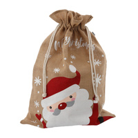 Jute Weihnachtsgeschenk Tasche Weihnachten Santa und Schneeflocken