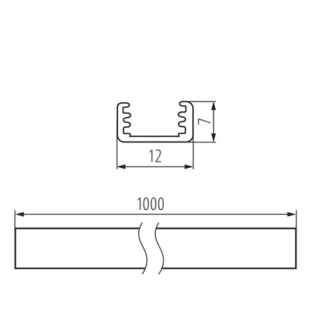 Aluminium-Aufbauprofil PROFILO B 1m silber KANLUX