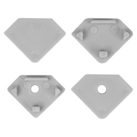 Aluminiumprofil für LED Silver Corner 2m mit Milky Dome und Ecolight Endkappen