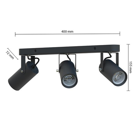 Deckenleuchte Spot Tuba Reflektor Halogen Leuchte 3x GU10 Moving Black Simon Masterled